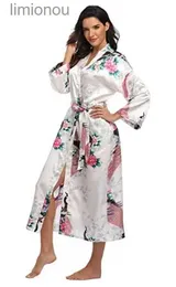 Mulheres sleepwear venda quente preto verão cetim quimono roupão mulheres noiva dama de honra casamento robe vestido vestido sexy flor longo sleepwear M-3XLC24319