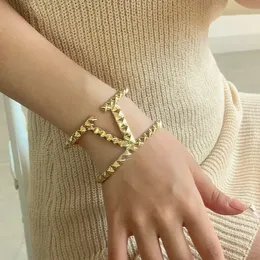 Модные тяжелые металлические большие массивные браслеты-манжеты с буквами для женщин, двухслойный новый открытый браслет в стиле панк