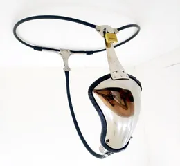 Senaste osynliga manliga T -stilenheter Fullt justerbart rostfritt stålbälte -enhet med kukburet Penis Tube Vuxen bondage BDSM Sex Toy4954830
