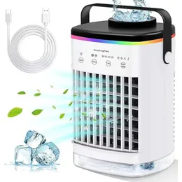 Ventilatori elettrici Condizionatori portatili Ventola di raffreddamento Mini condizionatore portatile 4 velocità del vento e 7 luci LED 2 aria compressa fredda e timer 2-8 ore 240319