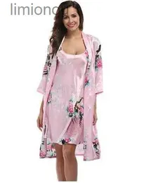 Mulheres Sleepwear 2019 Mulheres Robe Vestido Conjuntos Sexy Lace Sleep Lounge Pijama Manga Longa Senhoras Nightwear Bathrobe Night Dress com Peito PadsC24319