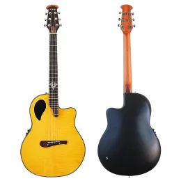 ギターオベーションモデル41インチラウンドバックエレクトリックアコースティックギターカッタウェイデザイン6ストリングフォークスタイルピックアップ