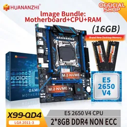 Huananzhi X99 QD4 LGA 2011-3 XEON X99 인텔 E5 2650 V4가있는 마더 보드 2*8G DDR4 비 ECC 메모리 콤보 키트 세트 240307