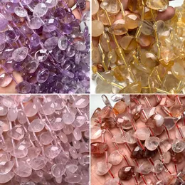 Natural Faceted Teardrop Stone Beads Amethyst crystal quartz stone Beads For Jewelry Making DIY Bracelet Ear Studs Accessories 240315