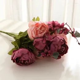 Dekorativa blommor Peony Core Simulation Flower Home Decoration Valentine's Day Rose Wedding Hand Holding Detales Props