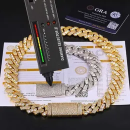 Оптовая продажа нестандартного размера из стерлингового серебра 925 D vvs с муассанитом в стиле хип-хоп, кубинская цепочка с бриллиантами, ювелирное ожерелье