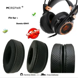 Tillbehör Morepwr Ny uppgradering av ersättare öronkuddar för somic G941 Headset Parts Leather Cushion Velvet Earmuff