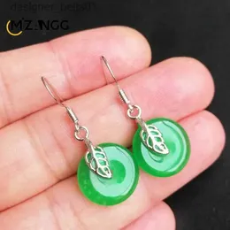 Stud Original Natural Green Jade Earrings 925 Silver Inlaid Jadeite Ear Line Beautiful Exquisite Fashion Ladies Jewelry Mascot GiftC24319