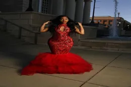2021 sexy babados vestidos de noite vermelhos halter pescoço appliqued lantejoulas sereia vestido de baile ocasião especial plus size vestidos de festa8249575