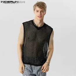 Herrtankstoppar toppar 2023 amerikansk stil ny herr semi seugh-spets jacquard västar stilfulla street lös bekväma tank tops s-5xl l240319