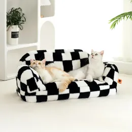 Pele de luxo inverno animal de estimação gato ninho sofá moderno filhote de cachorro pequeno animal gatinho cão cama almofada cama interior canil casa yorkshire 240315