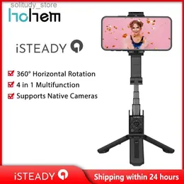Stabilisatorer HOHEM ISTEADY Q Single Axis Universal Joint Stabilizer Automatisk balans Selfie Stick justerbar stativ med smartphone fjärrkontroll Q240319