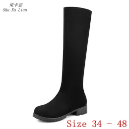 Stivali Spring Autunno Donne Knee High Stivali Flat Woman Tigh High Long Boots Botas Plus Times 34 40 41 42 43 44 45 46 47 48