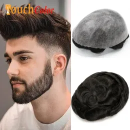 Toupees toupees мужчина прозрачные полные PU мужчины Toupee человеческие волосы 0,12 мм мужчины капиллярный протез естественный замена волос Toupee