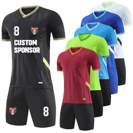 2 -stycken sportkläder Kids Men Football Jersey Set Quick Dry Children Soccer Training Uniform Suit Custom Name Number 240313