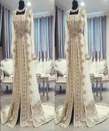 Fas Kaftan Kaftan Gece Elbise Dubai Abaya Arap Uzun Kollu Şaşırtıcı Altın Nakış Kareeneck Festival Balo resmi go6476423