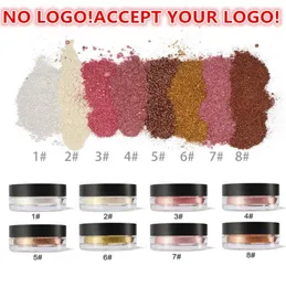 Inget märke 8Color High Pigment Highlighters Face Shimmer Loose Bronzers Powder Acceptera din LOGO8692556