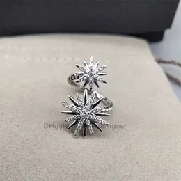 Anello in argento sterling 925 con doppio girasole che apre gli anelli rotanti per le donne Gioielli di design di lusso regolabili con ansia di diamanti