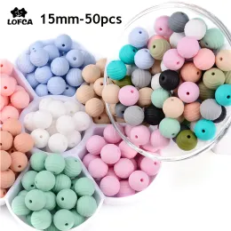 قلادة Lofca 50pcs 15mm السيليكون Beehive Beads Baby Lounted Silica Beads Beads roweful Round Spiral BPA Free Food Necklace Pacifier Clip