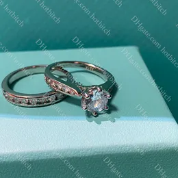 Högkvalitativ bröllopsringar för kvinnor Luxury Designer Diamond Ring Ladies Förlovningsring Ladies Band Rings Set Anniversary Gift With Box