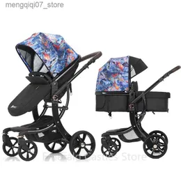 Strollers# Luxury Multi-functional Baby Stroller High landscape Can Sit Reclining Light Folding Two-way Baby Stroller pramnewborn baby car L240319