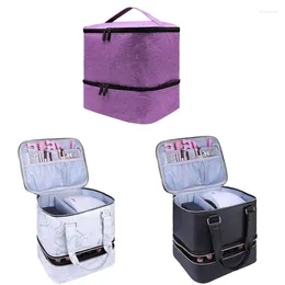Cosmetic Bags Double Layer NailPolish Carrying Bag Waterproof PU Holds 30 Bottles Storage Box Case Portable