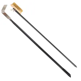 SHANGPEIXUAN Brush Cleaning and Stainless Steel Ash Scraper Pizza Oven Rake with Long Handle (45 Inchs)