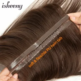 확장 ISHEENY PU 트윈 탭 풀을 통과하는 Weft Human Hair Extensions 12 "16"20 "Invisible Micro Ring Weft Hair 30g 40g 50g Sew in Hair