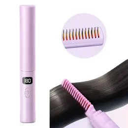 Irons Antiscaldhaair Strapenener 브러시 Hot Comb Hair Straightener 경량 미니 USB 충전식 스트레이트너 빗을 수행합니다.