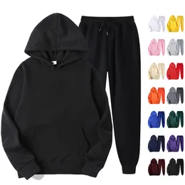 Fatos de lã em branco unisex moda hoodies e sweatpants conjunto homens jogging ternos atacado ternos de suor conjunto jogging homme 240315