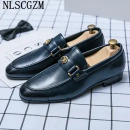 Buty mokasyna męskie ubieranie skóry czarne eleganckie buty do mężczyzn biuro 2023 Formalne buty mężczyzn chaussure homme sapato masculino Herren