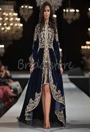 Novo marroquino caftan vestidos de noite manga longa rendas apliques muçulmano árabe formal vestido baile 2020 veludo alto baixo dubai abaya ev7410676