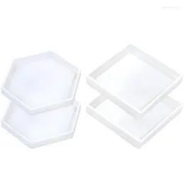 Bolsas de jóias 4 pacotes de moldes de silicone em hexágono quadrado - para fundição de resina DIY Coasters e projetos de artesanato