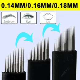 Needles 0.16mm Nano Microblading Blades Super Sharp Black Tebori Needles Permanent Makeup Needle Eyebrow Manual Tattoo Needles Blade 3D