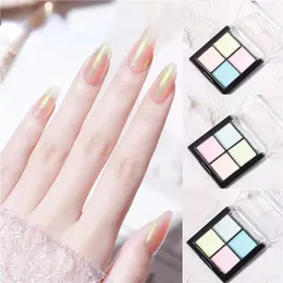4 kolory Shimmer Aurora Pearl Paznokcie brokat w proszku Neon syrena wcieranie kurzu paznokcie lustro lustrzane holograficzne lakier do paznokci