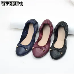 Flats wtempo mulheres couro de couro respirável Balé Flats Fashion Slip em sapatos de gestão rasa de escritórios sapatos de barco planos ao ar livre no plano