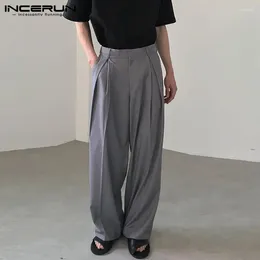 Herrbyxor män rak joggar solid färg koreanska streetwear mode casual byxor 2024 lös fritid lång s-5xl incerun