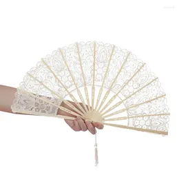 Dekorativa figurer 1st Stage Props Europe America Style Folding Fan For Wedding Party med Tassel Lacy Cloth Hollow Lace Nice Gift Home