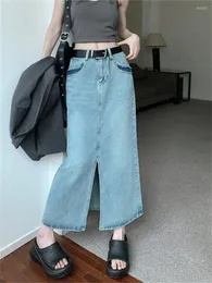 スカートエイリアンキティデイリーデニム女性AラインスリムフィットオールマッチJeanswear 2024 Mujer Summer High Street Loose Office Lady