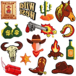 Y2K Iron on Patches for Clothing Sew on Applique Repair Embroidered Patch Decorations West Cowboy Badge DIY Jacket Backpack Hat Clothes Accessories