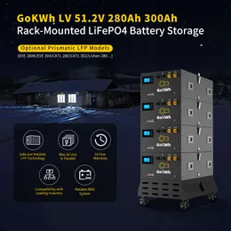 GOKWH Rack Type Stack Type 48V LifePo4 Battery Box Inbyggd 48V 16S BMS för DIY 200AH 230AH 280AH 300AH utan batteri