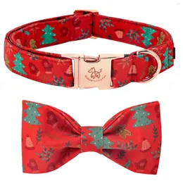 Dog Collars Elegant Little Tail Collar With Bow Cotton & Webbing Bowtie Adjustable