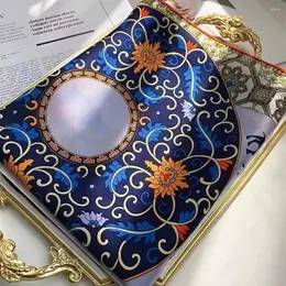 Szaliki BYSIFA | Błękitne luksusowe femmes jedwabny szal szalik faulard moda prawdziwa okłady jesień zima marka 110