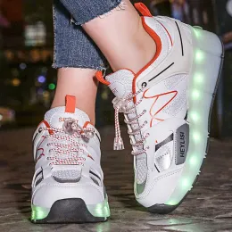 Shoes Roller Skates Shoes 2023 New Teenagers Boys Girls USB Charging LED Colorful Lighting Children 2 wheels Sneaker Skating Footwear