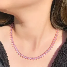 Choucong marca ciondolo cuore gioielli di lusso in oro 18 carati rosa Moissanite 5A zircone cubico collana da spiaggia per donna per regalo amante
