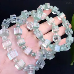 Link Bracelets Natural Clear Garden Quartz Cube Bracelet Women Beautiful Colorful Crystal Energy Healing Fashion Jewelry 1PCS