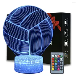 Luci notturne 3D Illusion Pallavolo Luce Sport Lampada da scrivania Decorazione camera da letto per bambini Regali creativi per il compleanno di Natale