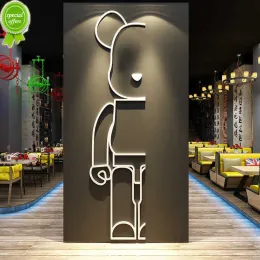 Decorazione murale Bearbrick Adesivo 3d Adesivi murali in acrilico catering latte tè caffè torta panetteria layout Camera da letto Soggiorno Adesivi murali sfondo casa