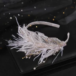 Diademi da sposa ornamenti per capelli copricapo da sposa popolare perla piuma cerchio per capelli donna corona di cristallo accessori per abiti Y240319