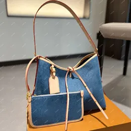 Bolsa feminina clássica, designer de luxo, clássica, estampa completa, fecho de pressão, jeans e couro, bolsa de ombro, imperdível